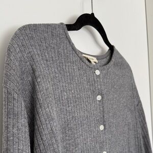 Madewell Gray Ribbed Button-Up Cardigan
